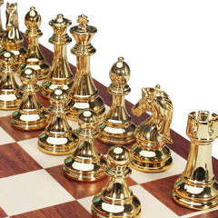 39*39*3.5cm Upscale Metal Chess Set Folding Chessboard Zinc Alloy Pieces Gold&Sliver - auloves