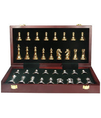 39*39*3.5cm Upscale Metal Chess Set Folding Chessboard Zinc Alloy Pieces Gold&Sliver - auloves