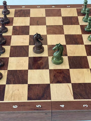 39*39*3.5cm Upscale Metal Chess Set Large Folding Board Zinc Alloy Tinted&Purple Bronze