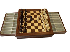Deluxe 44cm Large Chess Set Drawer Design Wooden Timber