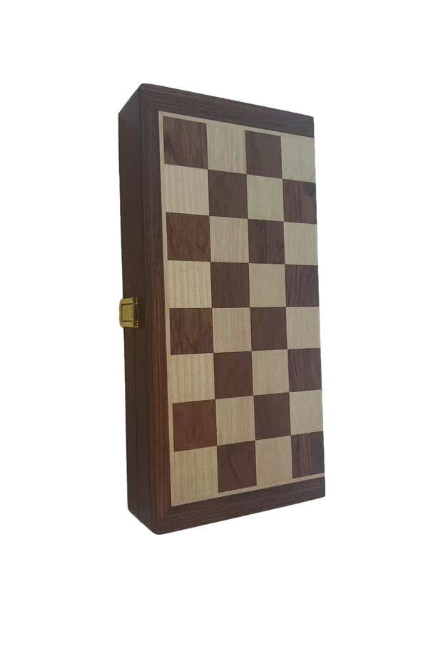 30cm Pure Metal Chess Piece & Timber Wooden Folding Board