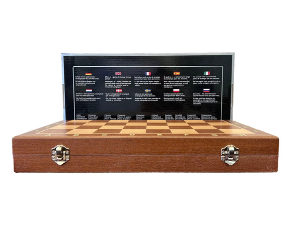 Premium 39cm Magnetic Large Chess Set Wooden Timber Oak Folding Board Sapele