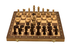 40*40cm Magnetic Chess & Checkers Set Pine Wooden Timber Folding Board - auloves