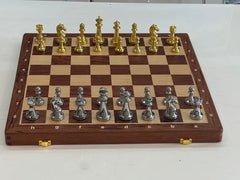 39*39*3.5cm Upscale Metal Chess Set Folding Chessboard Zinc Alloy Pieces Gold&Sliver