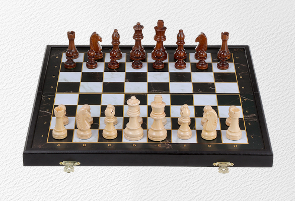 Premium 39*39*2.7cm Chess Set Wooden Timber Folding Black/White Board Rosewood