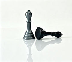 30cm Retro black & Silver Dual-Tone Alloy Foldable Metal Chess Set