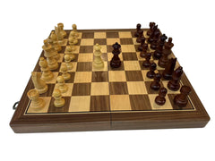40cm Walnut Magnetic Chess Set Wooden Timber Oak Folding Chessboard