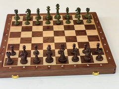 39*39*3.5cm Upscale Metal Chess Set Large Folding Board Zinc Alloy Tinted&Purple Bronze