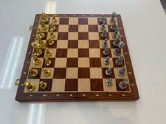 39*39*3.5cm Upscale Metal Chess Set Folding Chessboard Zinc Alloy Pieces Gold&Sliver