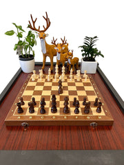 Premium 39cm Magnetic Large Chess Set Wooden Timber Oak Folding Board Sapele