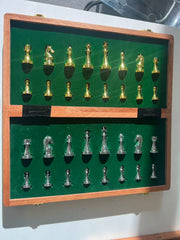 39*39*3.5cm Upscale Metal Chess Set Folding Chessboard Zinc Alloy Pieces Gold&Sliver