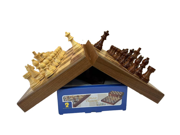 40cm Walnut Magnetic Chess Set Wooden Timber Oak Folding Chessboard