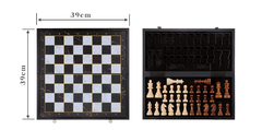 Premium 39*39*2.7cm Chess Set Wooden Timber Folding Black/White Board Rosewood