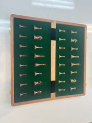 39*39*3.5cm Upscale Metal Chess Set Large Folding Board Zinc Alloy Tinted&Purple Bronze