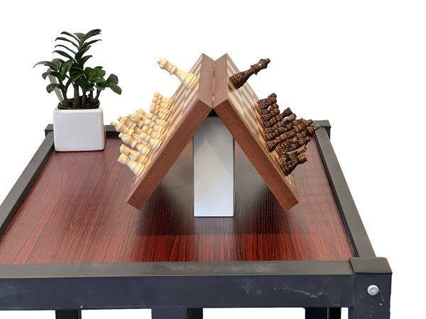 Premium 39cm Magnetic Large Chess Set Wooden Timber Oak Folding Board Sapele
