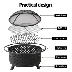 Portable Camping Stove Fire Fit Wood Burning Heating Black Outdoor BBQ