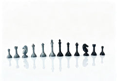 30cm Retro black & Silver Dual-Tone Alloy Foldable Metal Chess Set