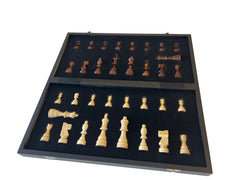 39cm Ebony Magnetic Chess Set Wooden Timber Oak Folding Chessboard