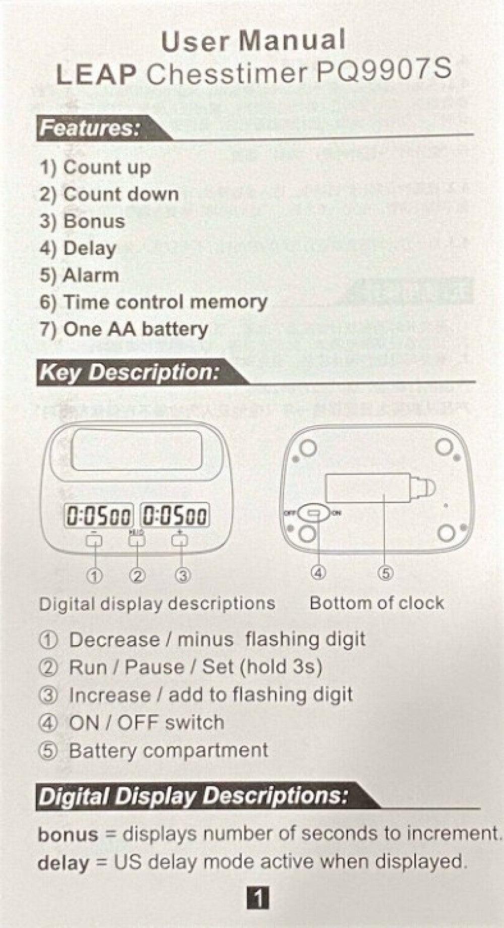 Chess clock timer digital electronic count down up chess game premium