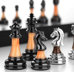 Chess Set 45cm Rosewood Folding Board + Zinc Alloy & Acrylic Pieces - auloves