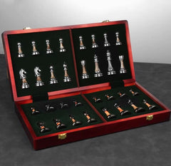 Chess Set 45cm Rosewood Folding Board + Zinc Alloy & Acrylic Pieces - auloves