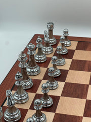Chess Set 52cm Rosewood Folding Board + Zinc Alloy & Acrylic Pieces - auloves