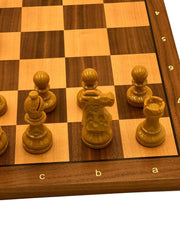 Deluxe 38*38*1.2cm Chess Set Walnut Wooden Timber Unfolding Board with Gloss Pieces - auloves