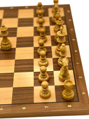 Deluxe 38*38*1.2cm Chess Set Walnut Wooden Timber Unfolding Board with Gloss Pieces - auloves