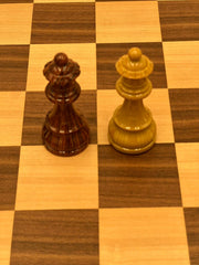 Deluxe 38*38*1.2cm Chess Set Walnut Wooden Timber Unfolding Board with Gloss Pieces - auloves