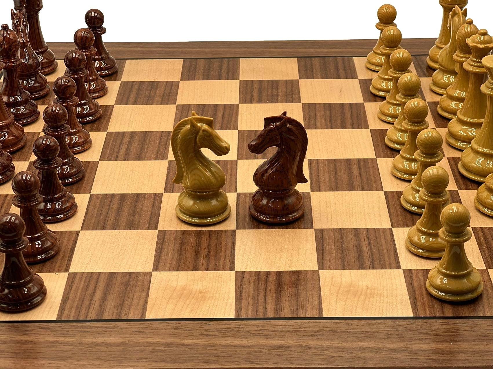 Deluxe 54*54cm Super Large Chess Set Walnut Wooden Timber Unfolding Ch ...