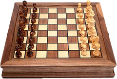 Deluxe Sapele 32*32cm Magnetic Chess Set Wooden Timber Drawer Design - auloves