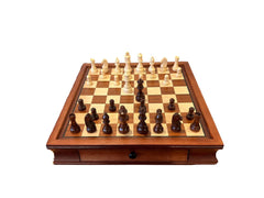 Deluxe Sapele 40*40cm Magnetic Chess Set Wooden Timber Drawer Design - auloves