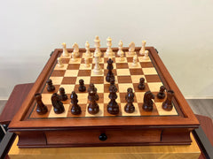 Deluxe Sapele 40*40cm Magnetic Chess Set Wooden Timber Drawer Design - auloves