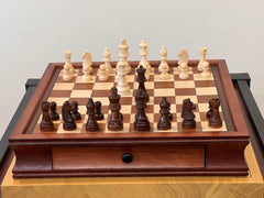 Deluxe Sapele 40*40cm Magnetic Chess Set Wooden Timber Drawer Design - auloves