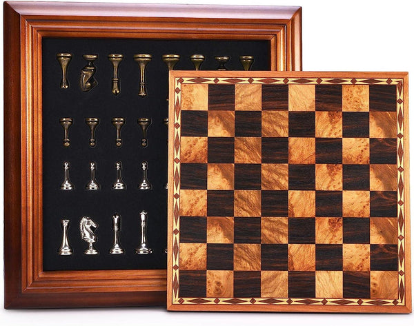 Metal Chess Set with Wooden Detachable 36*36*4.8cm Board - auloves