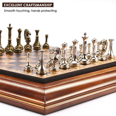 Metal Chess Set with Wooden Detachable 36*36*4.8cm Board - auloves
