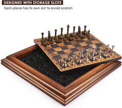 Metal Chess Set with Wooden Detachable 36*36*4.8cm Board - auloves