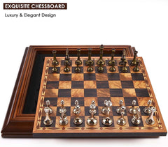 Metal Chess Set with Wooden Detachable 36*36*4.8cm Board - auloves
