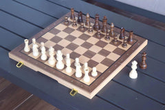 Premium 40cm Magnetic Large Chess Set Wooden Timber Folding Board - auloves