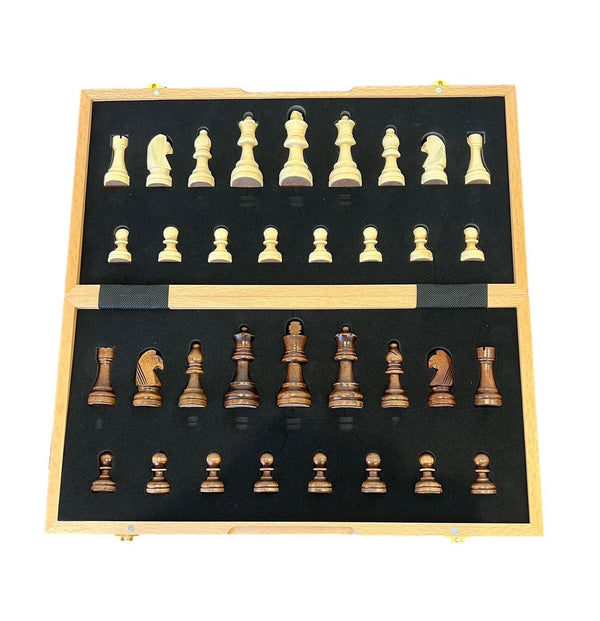 Premium 40cm Magnetic Large Chess Set Wooden Timber Folding Board - auloves