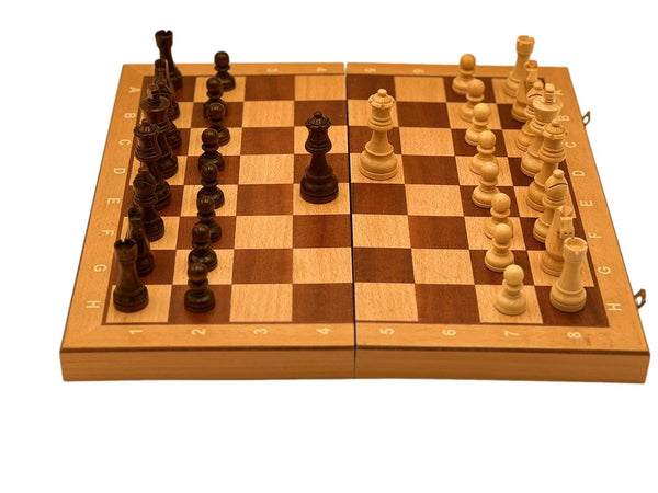 Premium 40cm Magnetic Large Chess Set Wooden Timber Oak Folding Board Beech - auloves