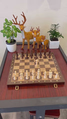 38cm Magnetic Large Chess Set Wooden Timber Oak Folding Chessboard