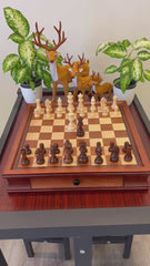 Deluxe Sapele 40*40cm Magnetic Chess Set Wooden Timber Drawer Design
