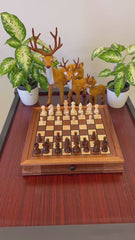 Deluxe Sapele 32*32cm Magnetic Chess Set Wooden Timber Drawer Design