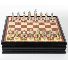 Roman Metal Chess Set with Sapele Detachable 38*38*8cm Board - auloves
