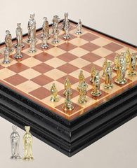 Roman Metal Chess Set with Sapele Detachable 38*38*8cm Board - auloves