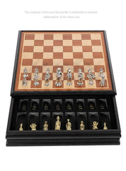 Roman Metal Chess Set with Sapele Detachable 38*38*8cm Board - auloves