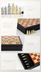 Roman Metal Chess Set with Sapele Detachable 38*38*8cm Board - auloves