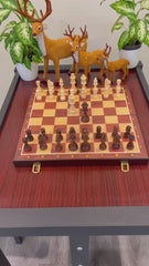 Deluxe 39*39*2.5cm Large Chess Set Wooden Timber Sorghum Pieces Folding Board