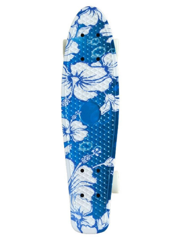 22'' 56cm Blue Flowers New Beginners Cruiser Skateboard Complete Sets Light Up Wheels - auloves